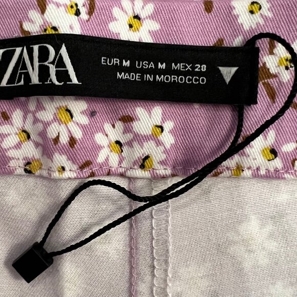 NEW! Blogger Fave Zara High Waisted Lilac Floral Flare Cropped Pants- Size M - Picture 10 of 11